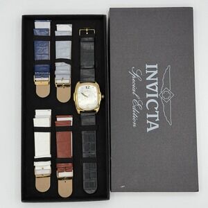 Invicta Special Edition Gold Tone‎ Watch with Interchangeable Leather Straps